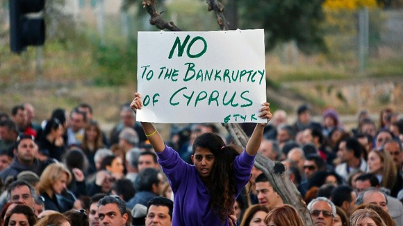 A protester in Cyprus