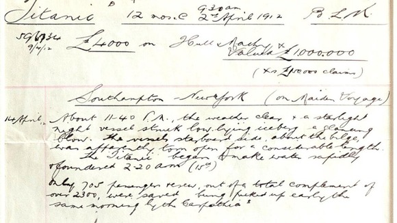 Titanic insurance document