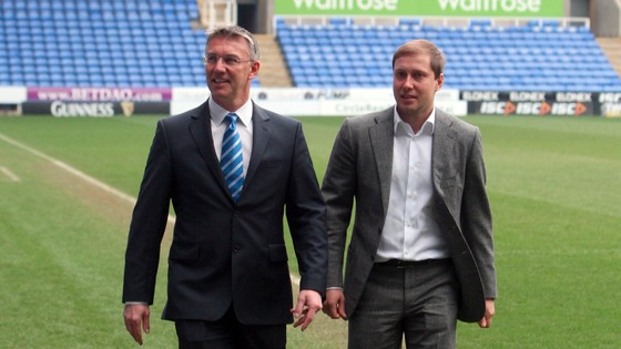 New Reading manager Nigel Adkins with club owner Anton Zingarevich