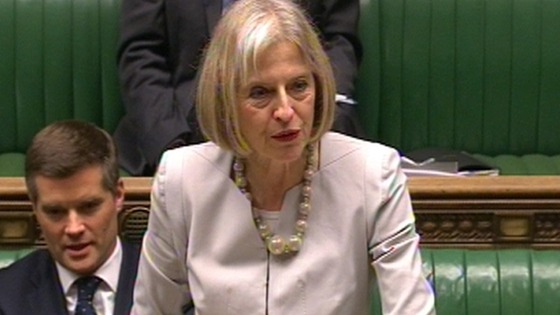 Home Secretary Theresa May addressing the House of Commons earlier.