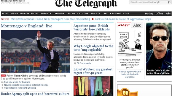 The Telegraph will start charging for its website