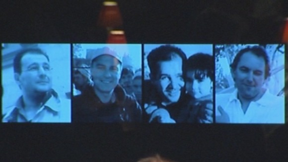 Pictures of the four men were displayed at St Bride's Church during the memorial