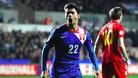 Croatia's Eduardo celebrates after scoring the second goal against Wales