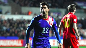 Croatia's Eduardo celebrates after scoring the second goal against Wales