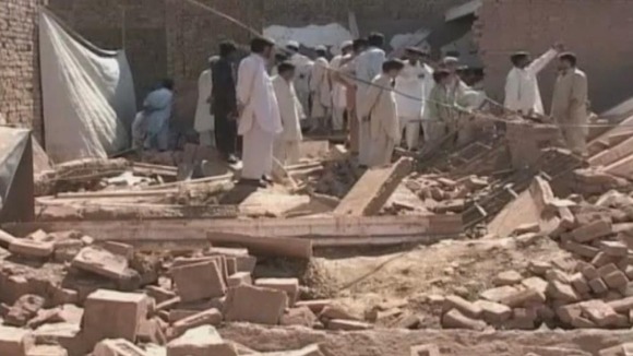 The bombed-out remains of a girls' school in Peshawar
