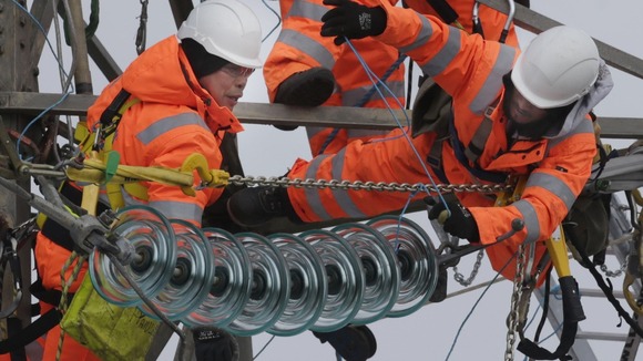 Engineers at work in Kintyre, Scotland