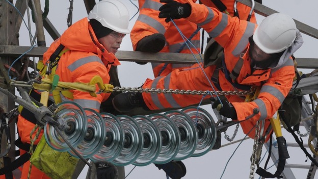 Engineers at work in Kintyre, Scotland