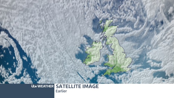 The satellite picture over the UK earlier today