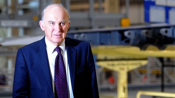 Vince Cable on a visit to an assembly plant in Broughton yesterday