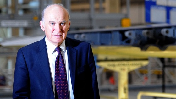 Vince Cable on a visit to an assembly plant in Broughton yesterday