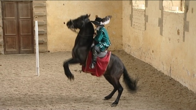 A rider performs dressage at Bolsover Castle