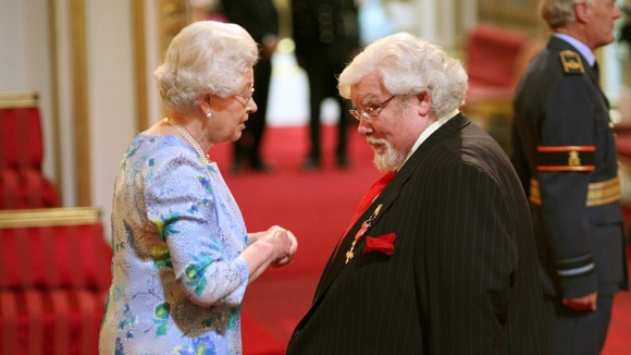 Richard Griffiths is made an OBE by The Queen at Buckingham Palace in 2008