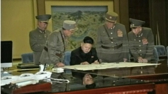 Kim Jong-un with military leaders