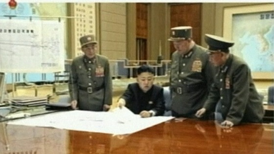 Kim Jong-un with military leaders