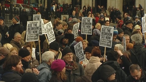 Hundreds of people took part in the protest.