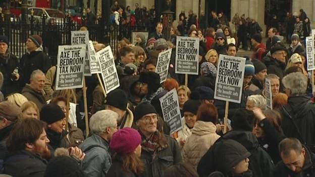 Hundreds of people took part in the protest.