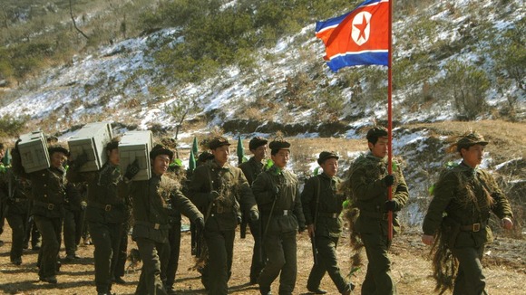 North Korea news agency photo allegedly depicting the army on exercise