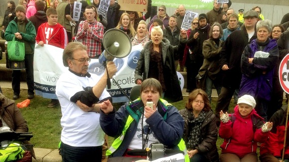 Protesters campaign in Scotland against benefit changes