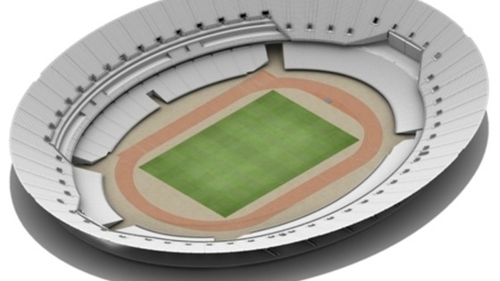 The post-conversion Olympic Stadium in athletics mode.