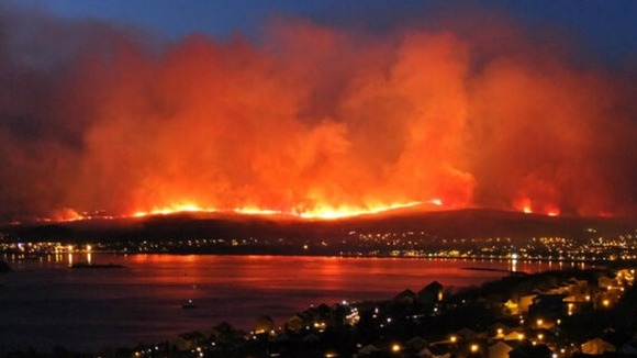 Wildfires spread across Banavie, near Fort William in the Scottish Highlands.