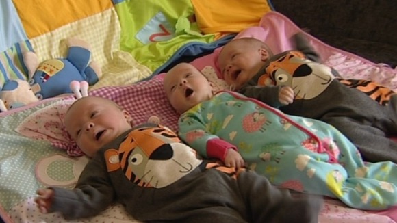 Emily, Sam and Will Ackinclose at home in Winlaton, Gateshead.