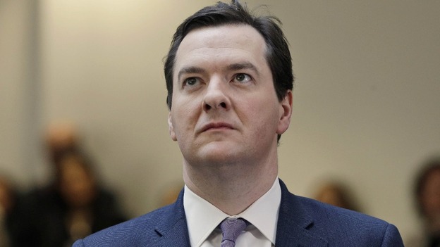 George Osborne listens to a speech by the Governor of the Bank of England Mervyn King today, following his speech in Sittingbourne, Kent.