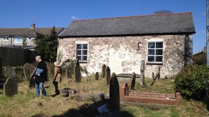 Stephen Quinn with the chapel in Cwmbran