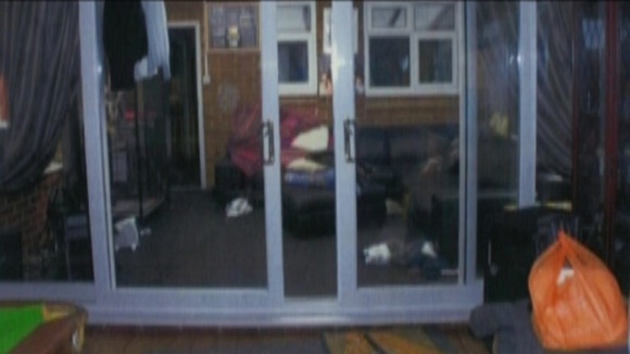 The conservatory at the rear of the Philpott’s house in Victory Road where Mick and Mairead said they were sleeping when the fire was started
