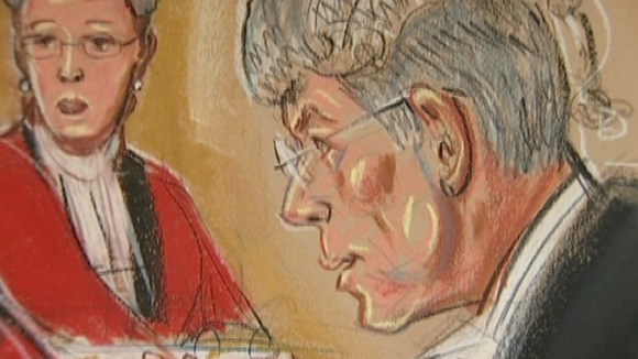 Court drawing of prosecutor Richard Latham QC