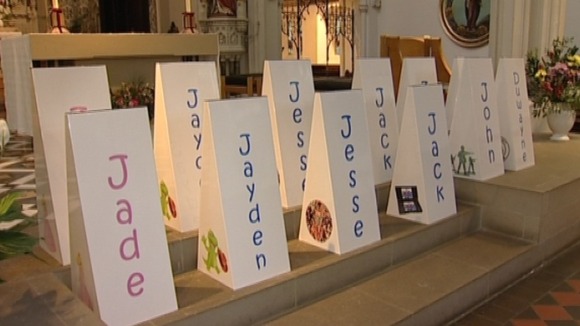 Each stand for the coffins was also personalised with names & motifs