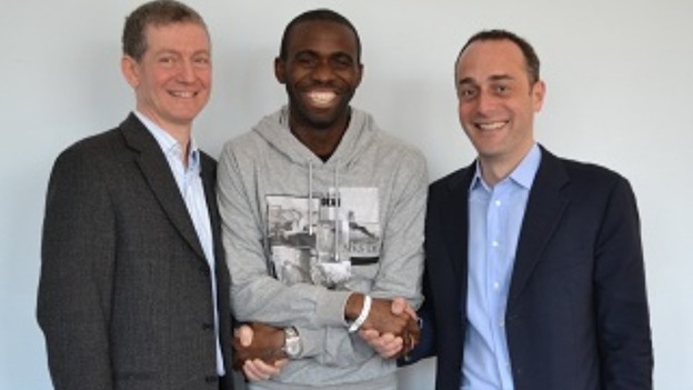 Muamba up and about
