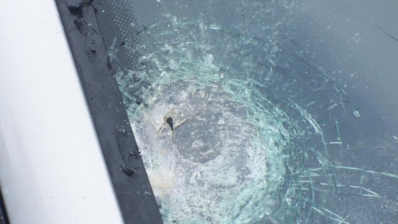 The car with windscreen smashed