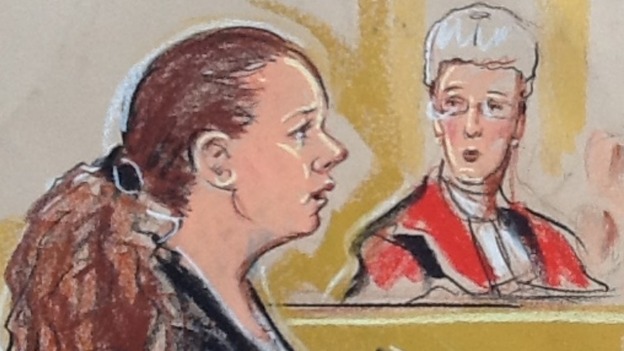 Court sketch of Mairead Philpott (L) in court
