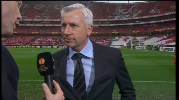 Alan Pardew talks to ITV ahead of his teams big Europa game in the Portuguese capital against Benfica