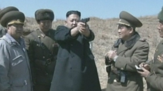North Korea's leader Kim Jong-Un takes aim
