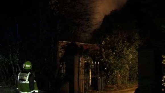 Firefighter at scene of fire
