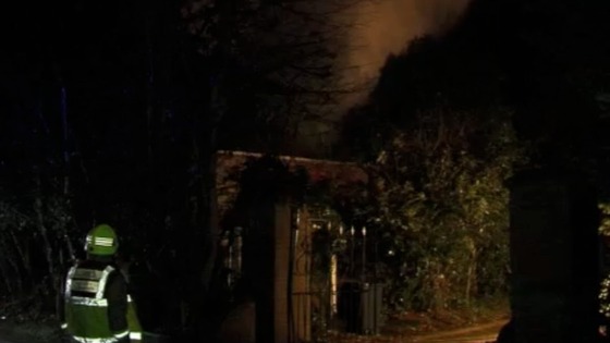 Firefighter at scene of fire