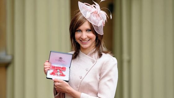 Joanna Rowsell after receiving her MBE at Buckingham Palace
