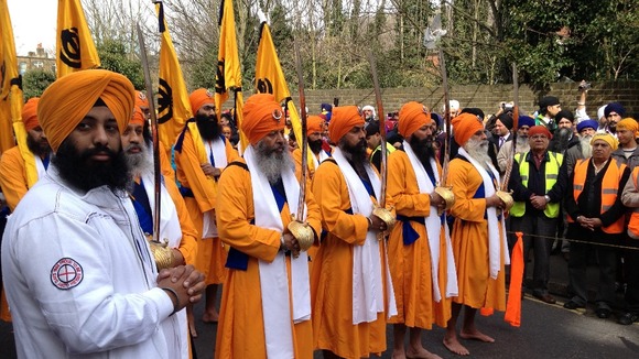 The scene in Southall earlier today