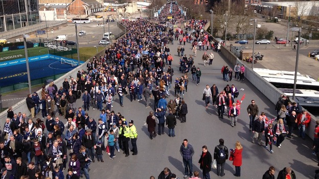 The Southend fans making their way up Wembley Way