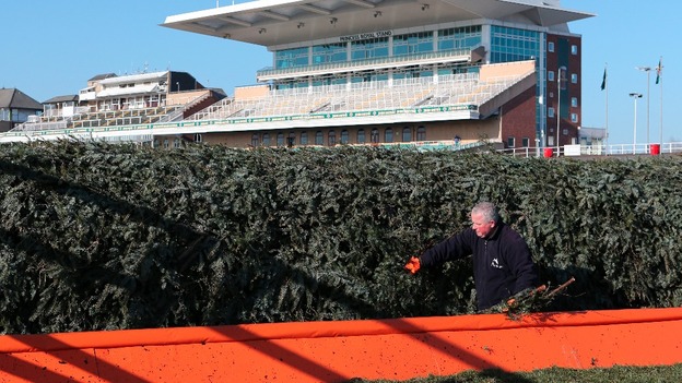 A fence on the steeplechase course.