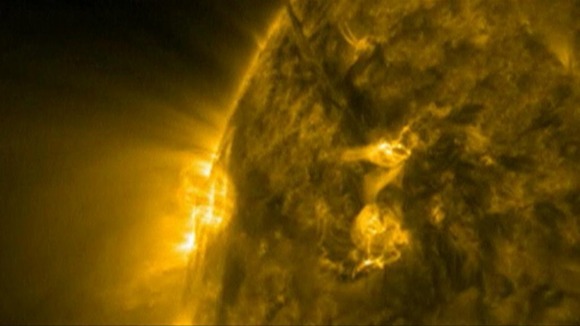 The solar flare took place on the 'east limb' or left side of the sun.