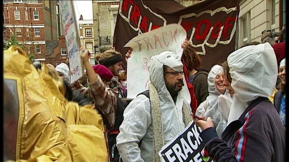 An anti-fracking protest