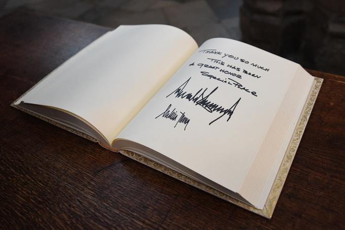 Mr Trump’s entry in the distinguished visitors’ book