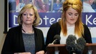 Ann Barnes, Kent Police and Crime Commissioner (left) stands next to Paris Brown as she announces her resignation.