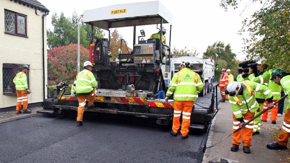 Resurfacing a road in Bedford