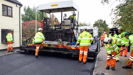 Resurfacing a road in Bedford