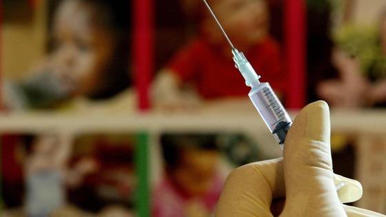 Measles jab being prepared