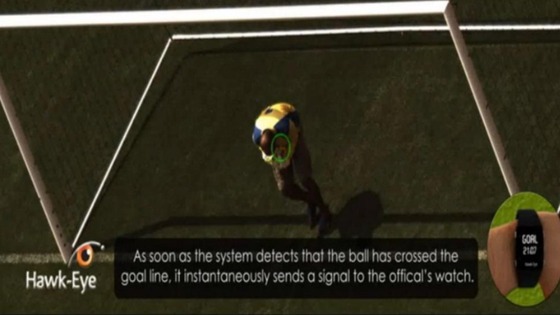 When the system detects the ball has crossed the line it sends a message to the referee's watch device. 