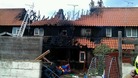 Fire-fighters tackle the fire.